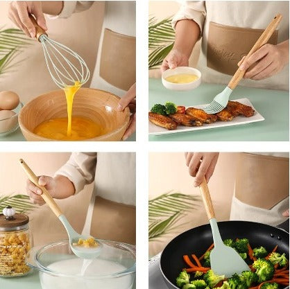 Set de 12 Utensilios de Cocina de Silicona - Antiadherentes y Resistentes al Calor